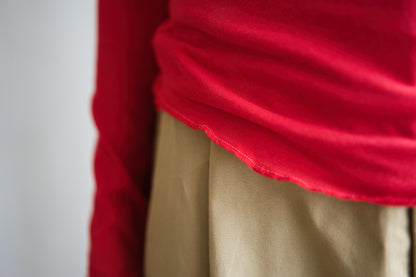 Premium Cotton Crew neck Long-Sleeved T/Red