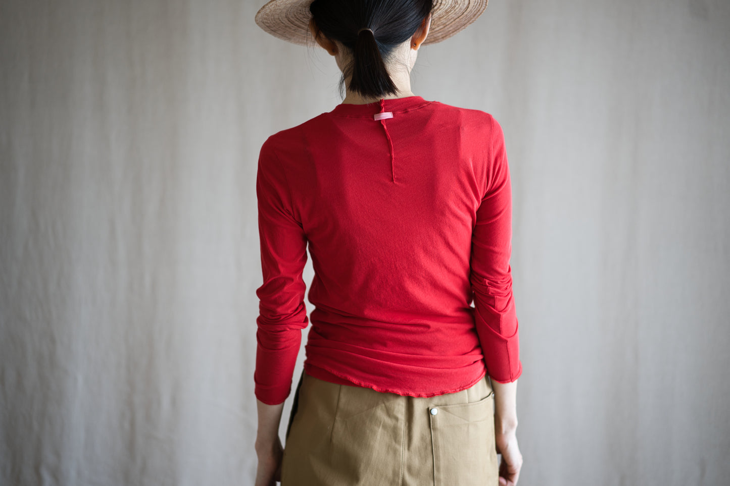 Premium Cotton Crew neck Long-Sleeved T/Red