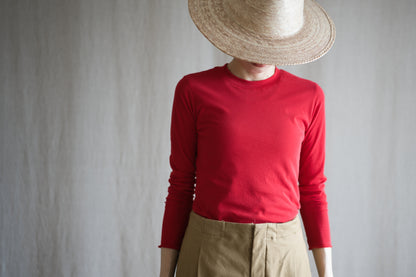 Premium Cotton Crew neck Long-Sleeved T/Red