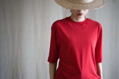 Premium Cotton Crew neck Half-Sleeved T/Red
