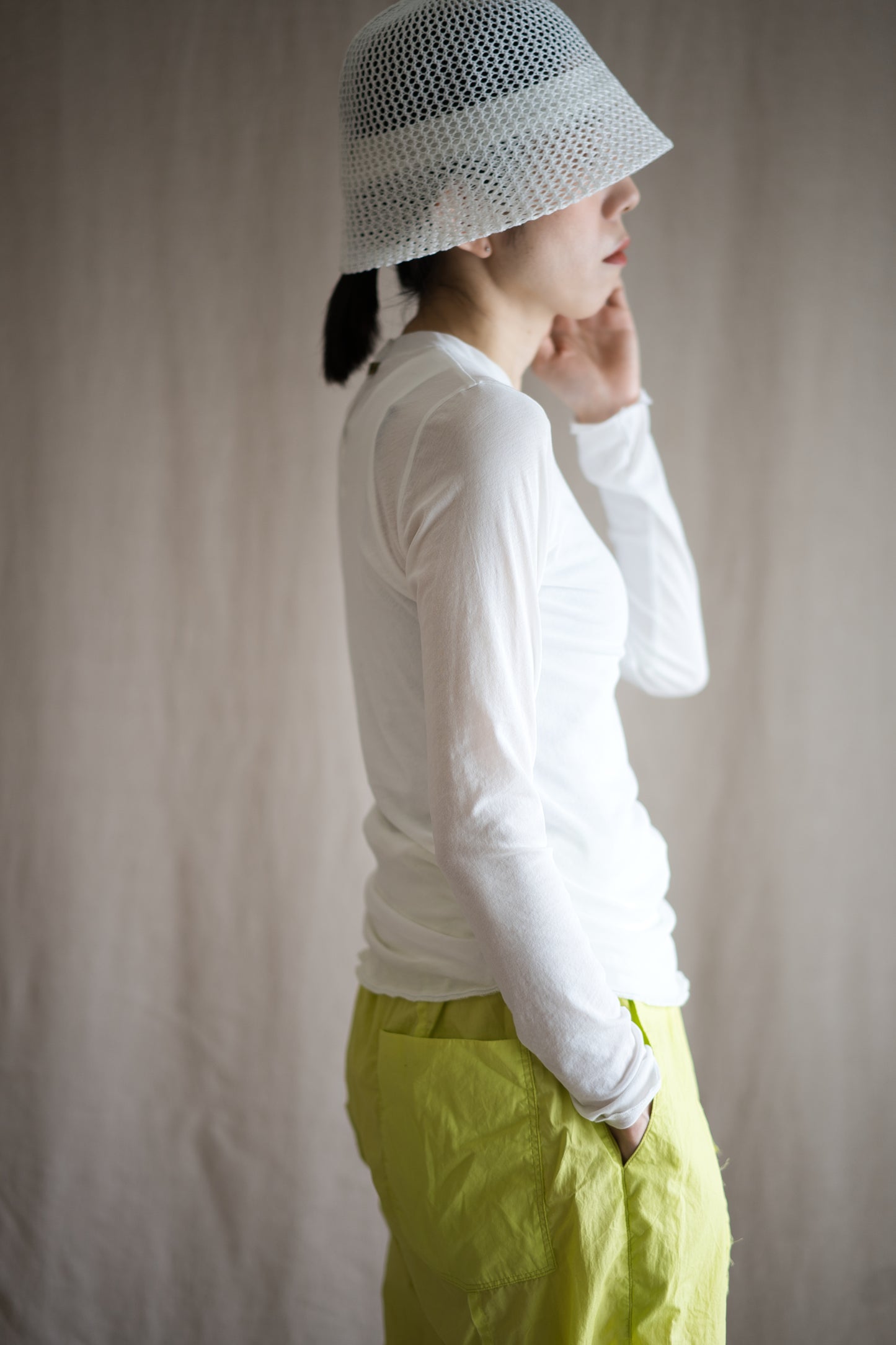Premium Cotton Crew neck Long-Sleeved T/Fresh White
