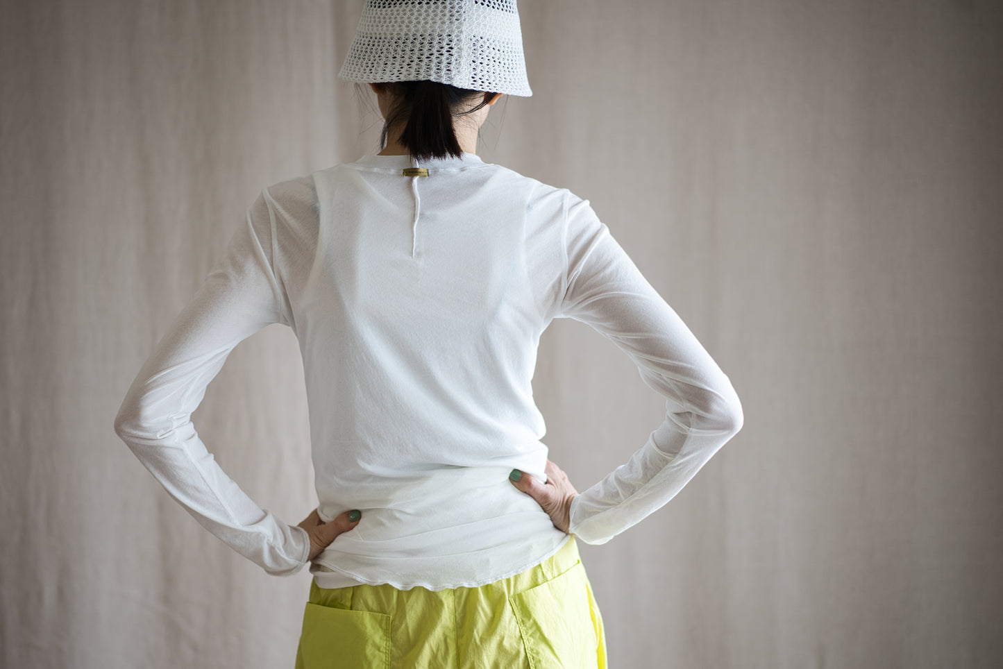 Premium Cotton Crew neck Long-Sleeved T/Fresh White
