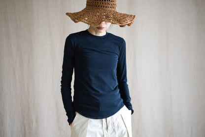 Premium Cotton Crew neck Long-Sleeved T/Navy