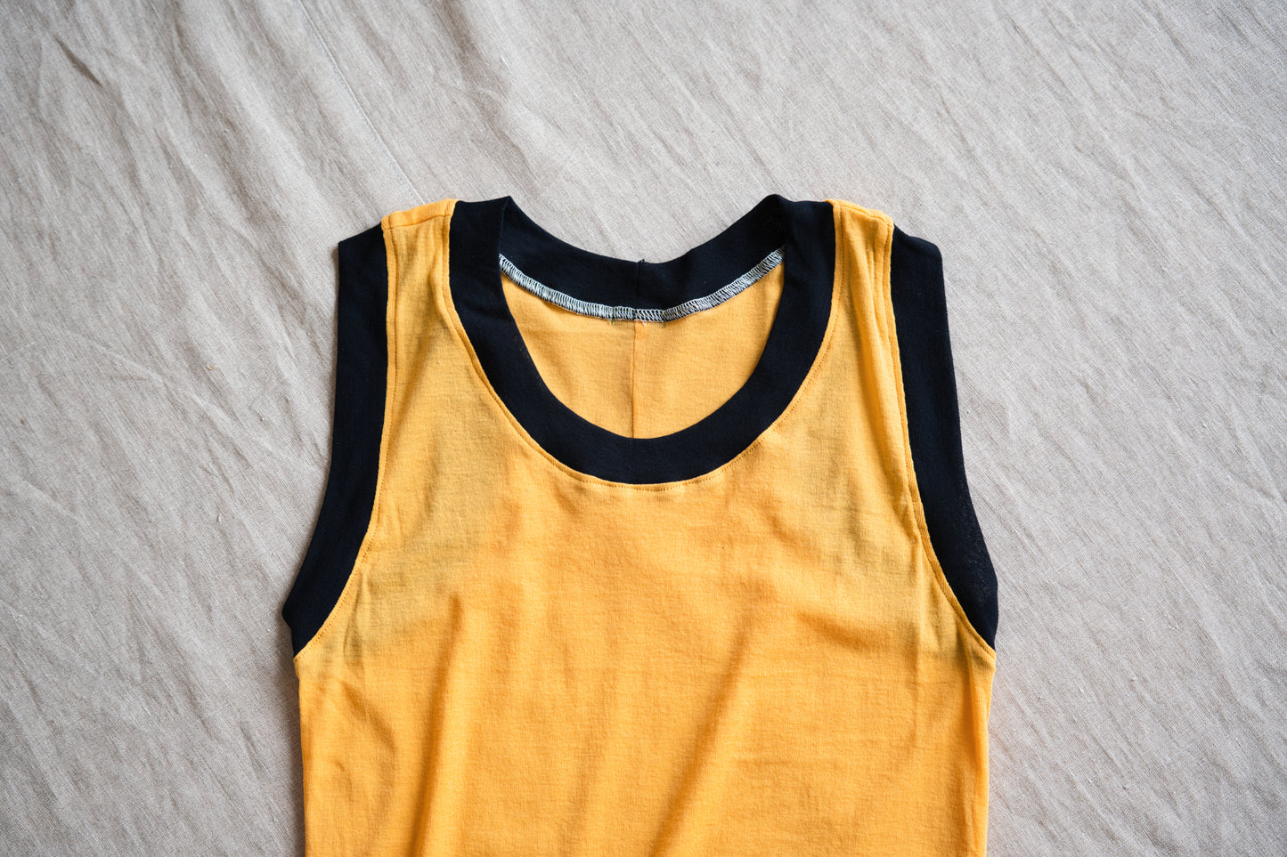 Sheer Rib RInger Tank-Top/Orange(Navy)