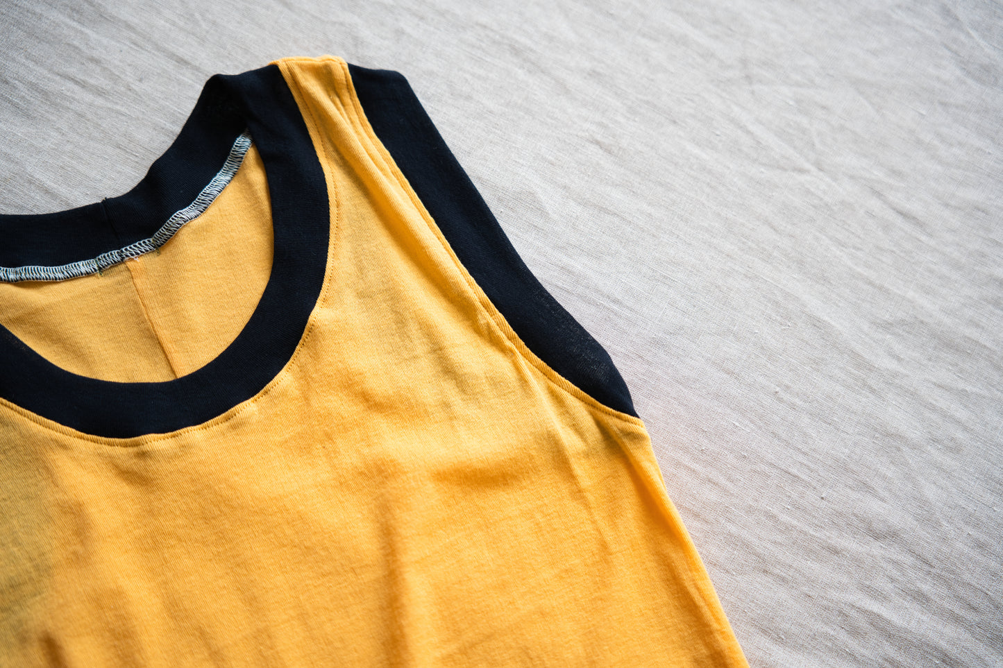 Sheer Rib RInger Tank-Top/Orange(Navy)