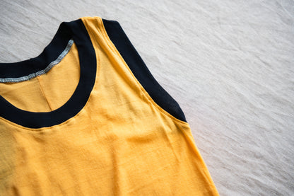 Sheer Rib RInger Tank-Top/Orange(Navy)