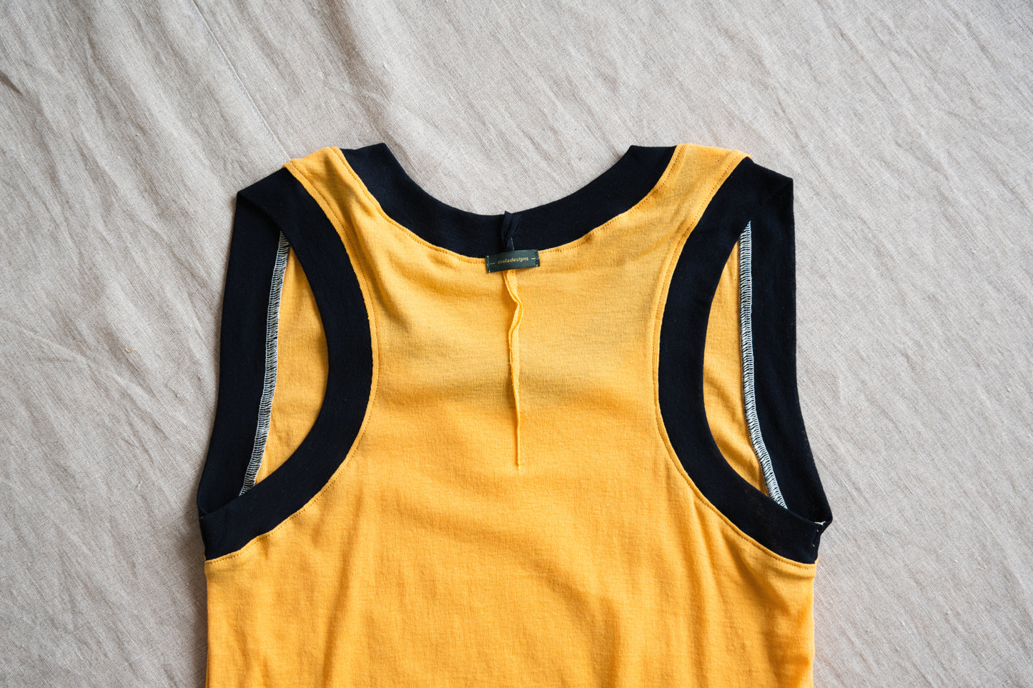 Sheer Rib RInger Tank-Top/Orange(Navy)