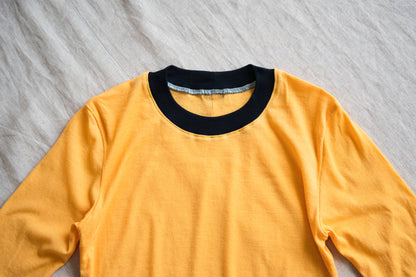 Sheer Rib RInger Half Sleeve/Orange(Navy)
