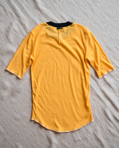 Sheer Rib RInger Half Sleeve/Orange(Navy)