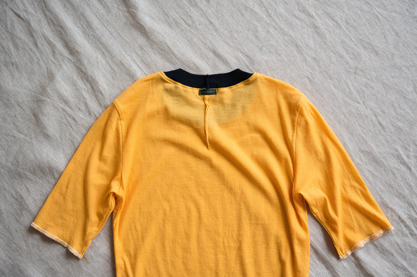 Sheer Rib RInger Half Sleeve/Orange(Navy)