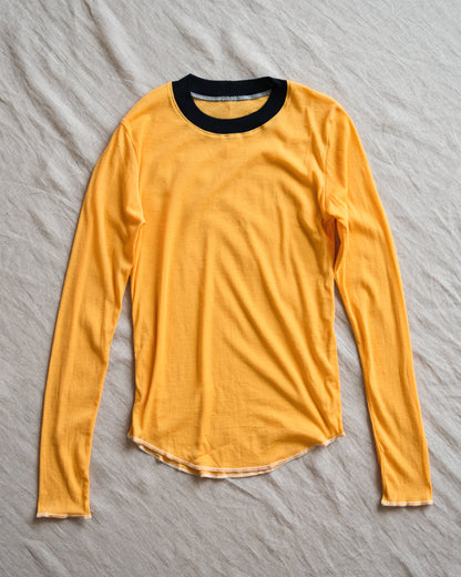 Sheer Rib RInger Long Sleeve/Orange(Navy)