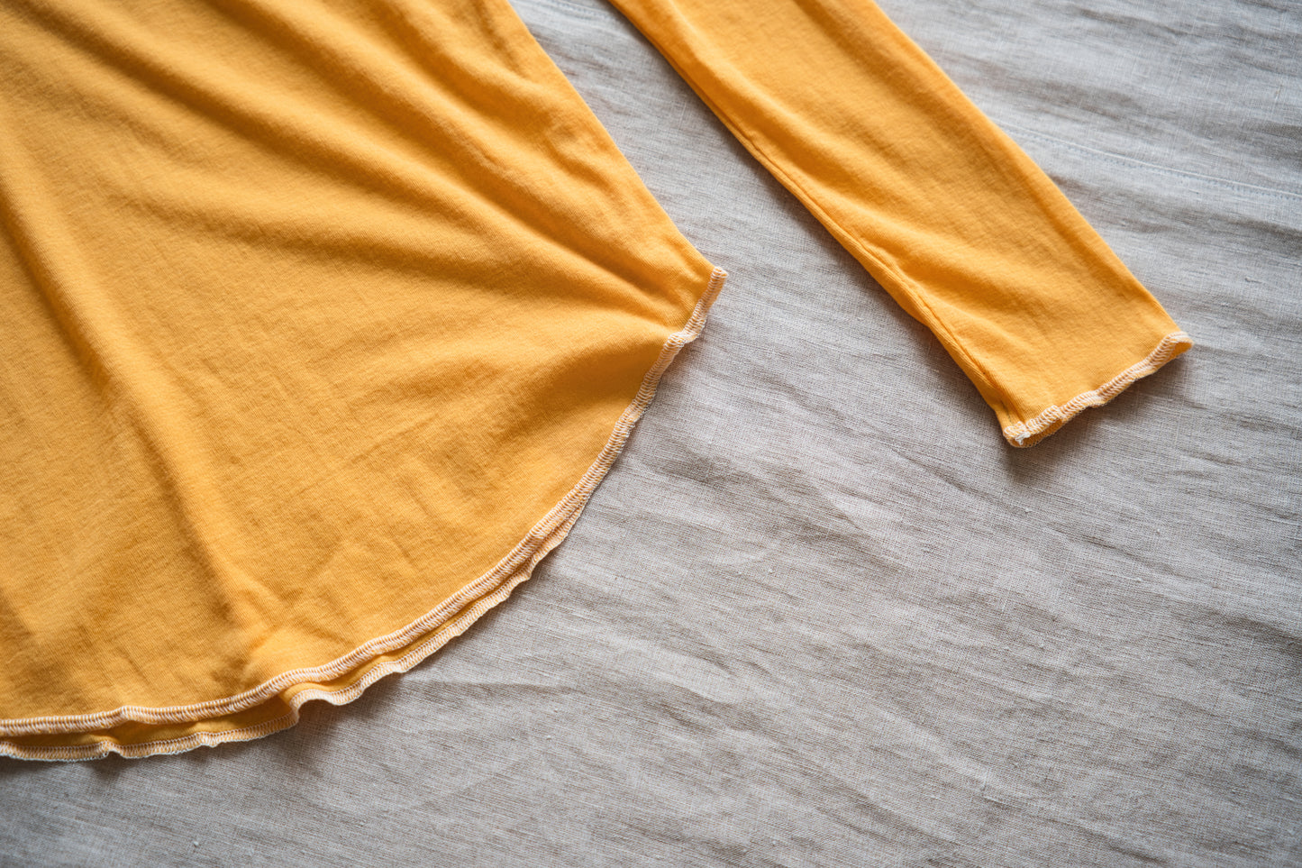 Sheer Rib RInger Long Sleeve/Orange(Navy)