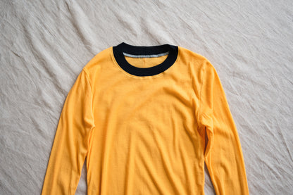 Sheer Rib RInger Long Sleeve/Orange(Navy)