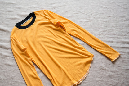 Sheer Rib RInger Long Sleeve/Orange(Navy)