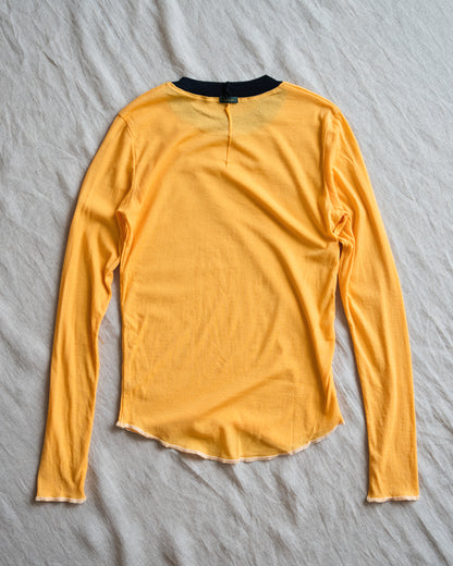 Sheer Rib RInger Long Sleeve/Orange(Navy)