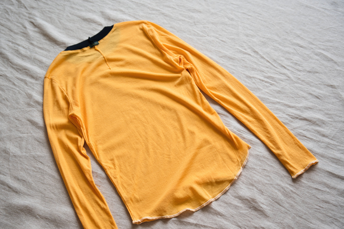 Sheer Rib RInger Long Sleeve/Orange(Navy)