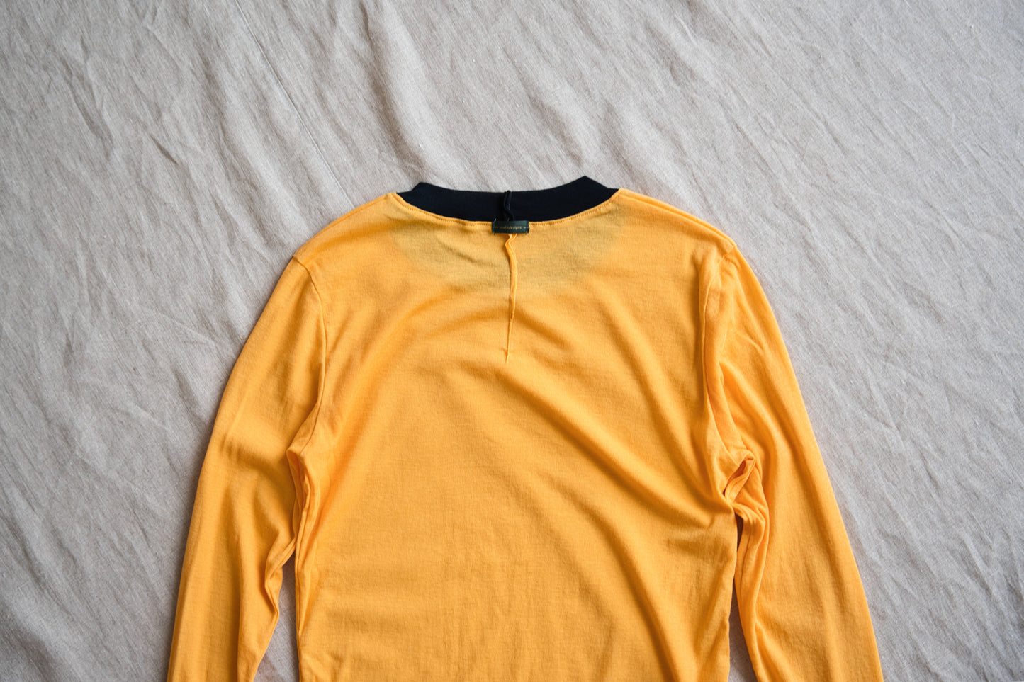 Sheer Rib RInger Long Sleeve/Orange(Navy)
