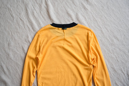 Sheer Rib RInger Long Sleeve/Orange(Navy)