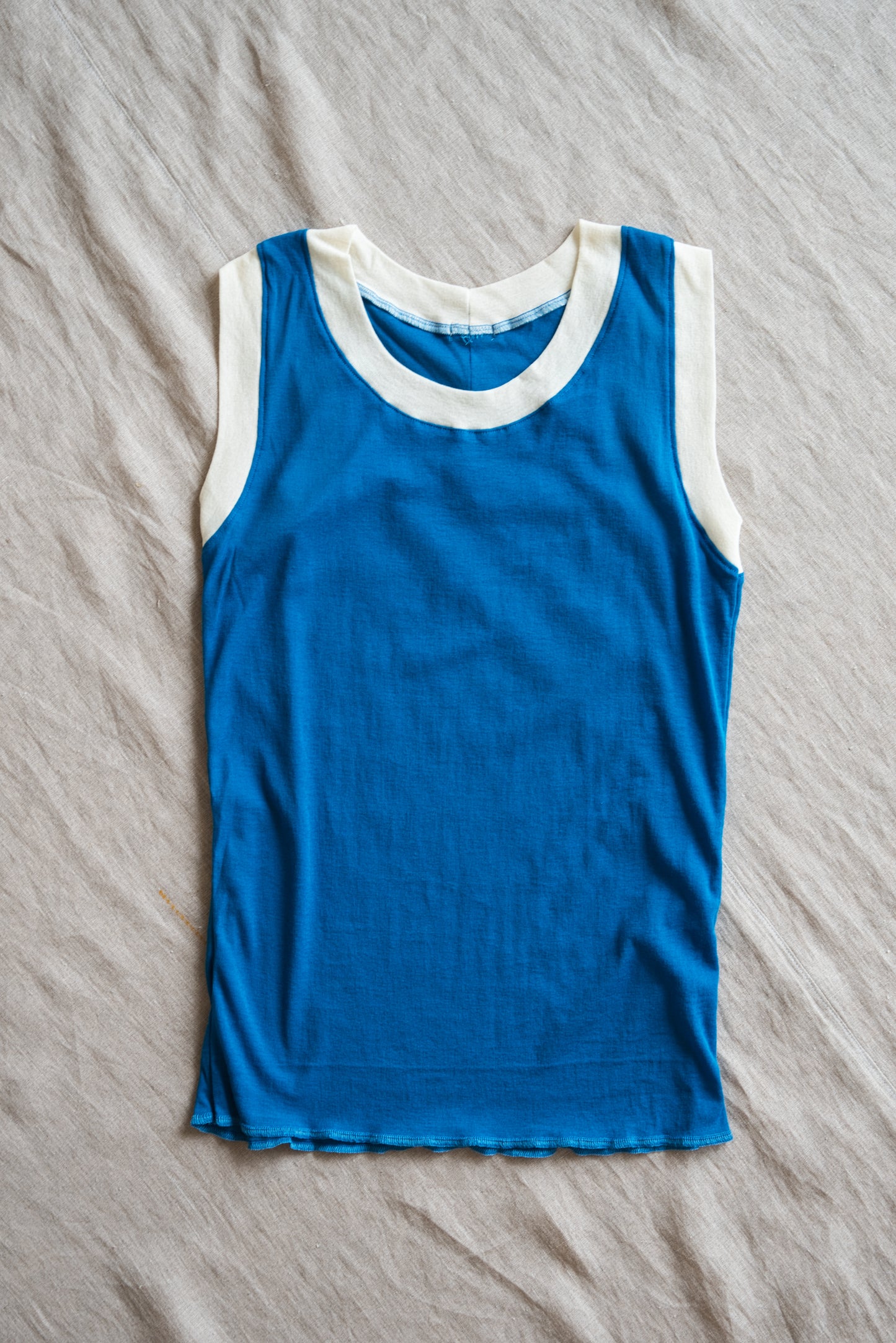Sheer Rib RInger Tank-Top/Blue(Ecru)