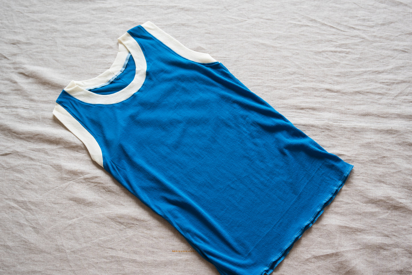 Sheer Rib RInger Tank-Top/Blue(Ecru)