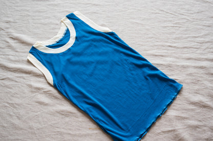 Sheer Rib RInger Tank-Top/Blue(Ecru)