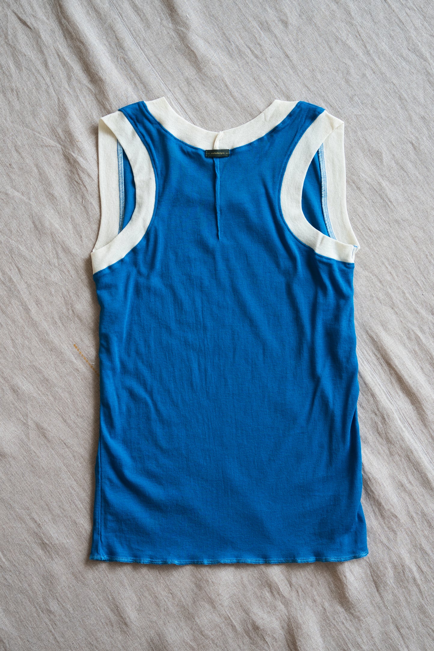 Sheer Rib RInger Tank-Top/Blue(Ecru)