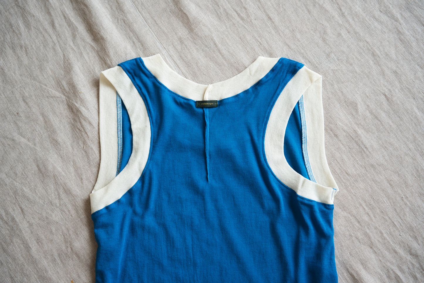 Sheer Rib RInger Tank-Top/Blue(Ecru)