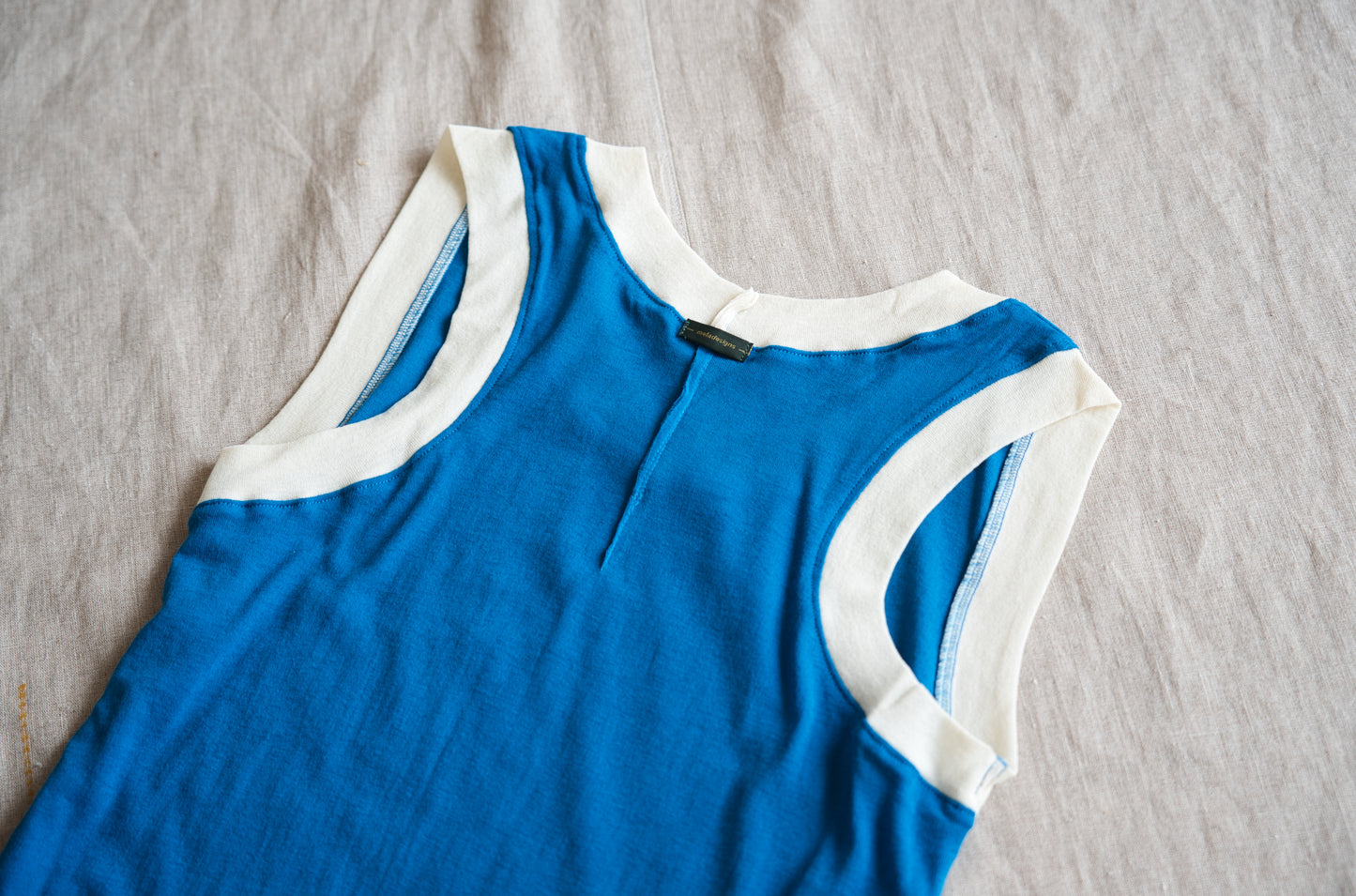 Sheer Rib RInger Tank-Top/Blue(Ecru)