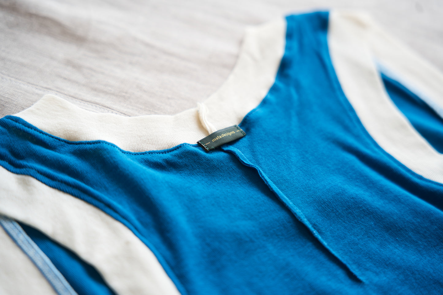 Sheer Rib RInger Tank-Top/Blue(Ecru)