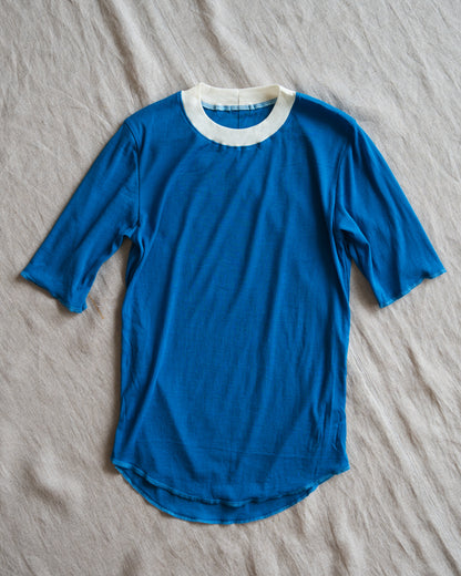 Sheer Rib RInger Half Sleeve/Blue(Ecru)