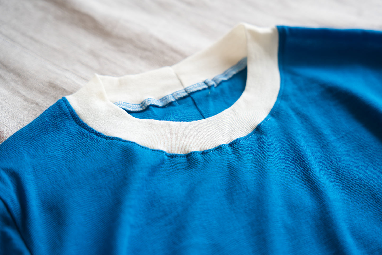 Sheer Rib RInger Half Sleeve/Blue(Ecru)