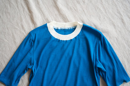 Sheer Rib RInger Half Sleeve/Blue(Ecru)