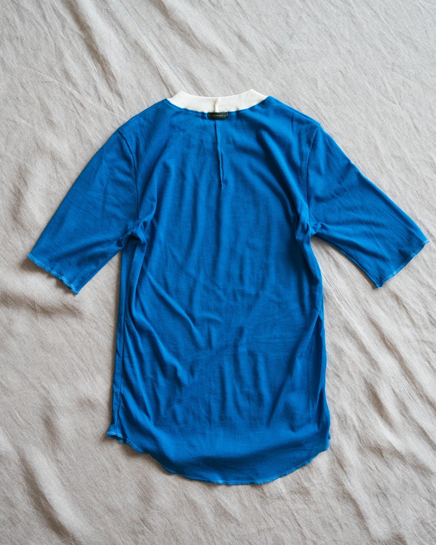 Sheer Rib RInger Half Sleeve/Blue(Ecru)