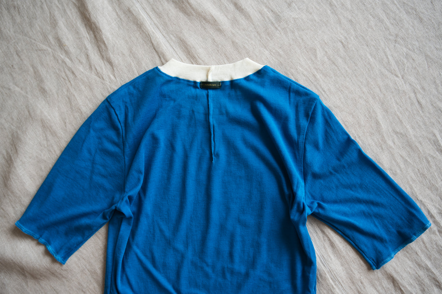 Sheer Rib RInger Half Sleeve/Blue(Ecru)