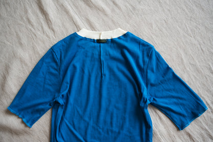 Sheer Rib RInger Half Sleeve/Blue(Ecru)