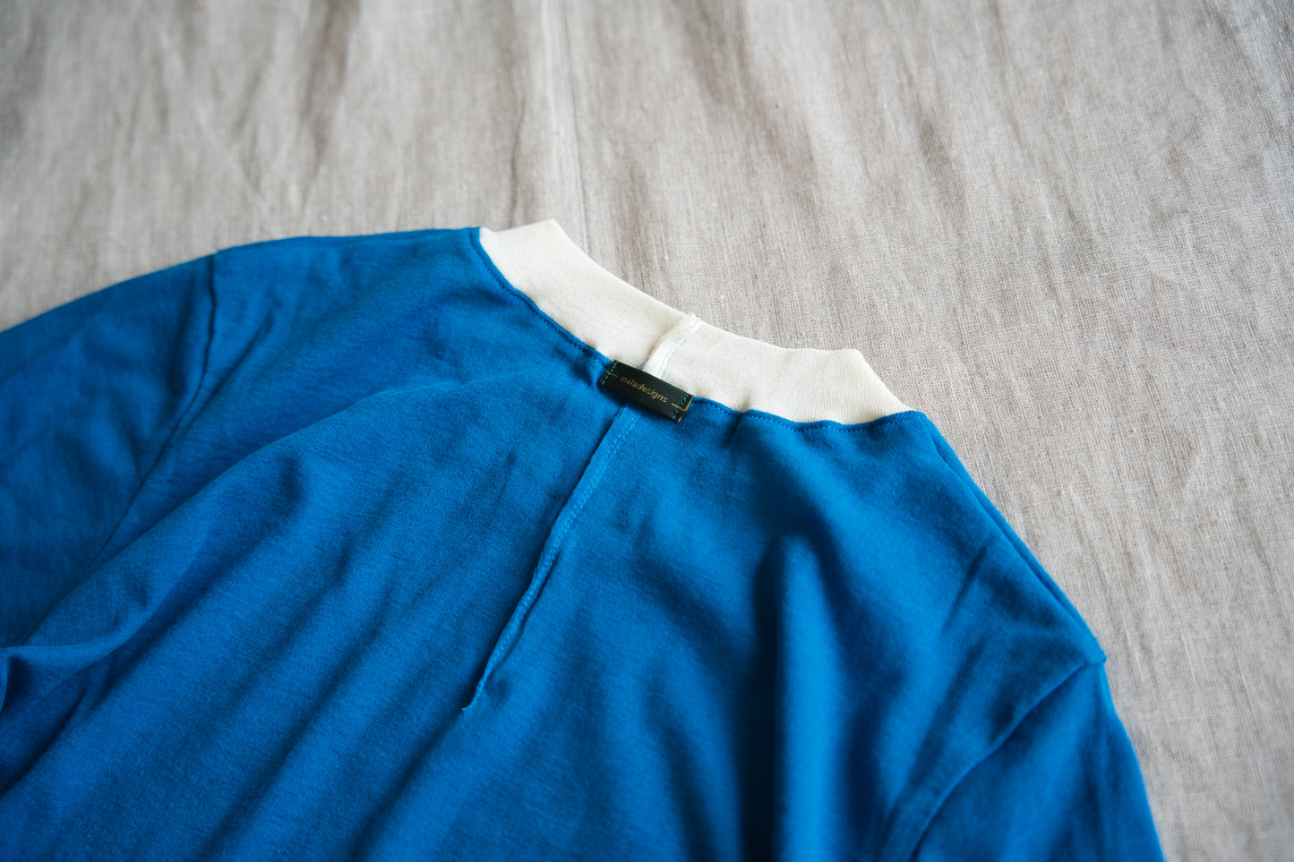 Sheer Rib RInger Half Sleeve/Blue(Ecru)