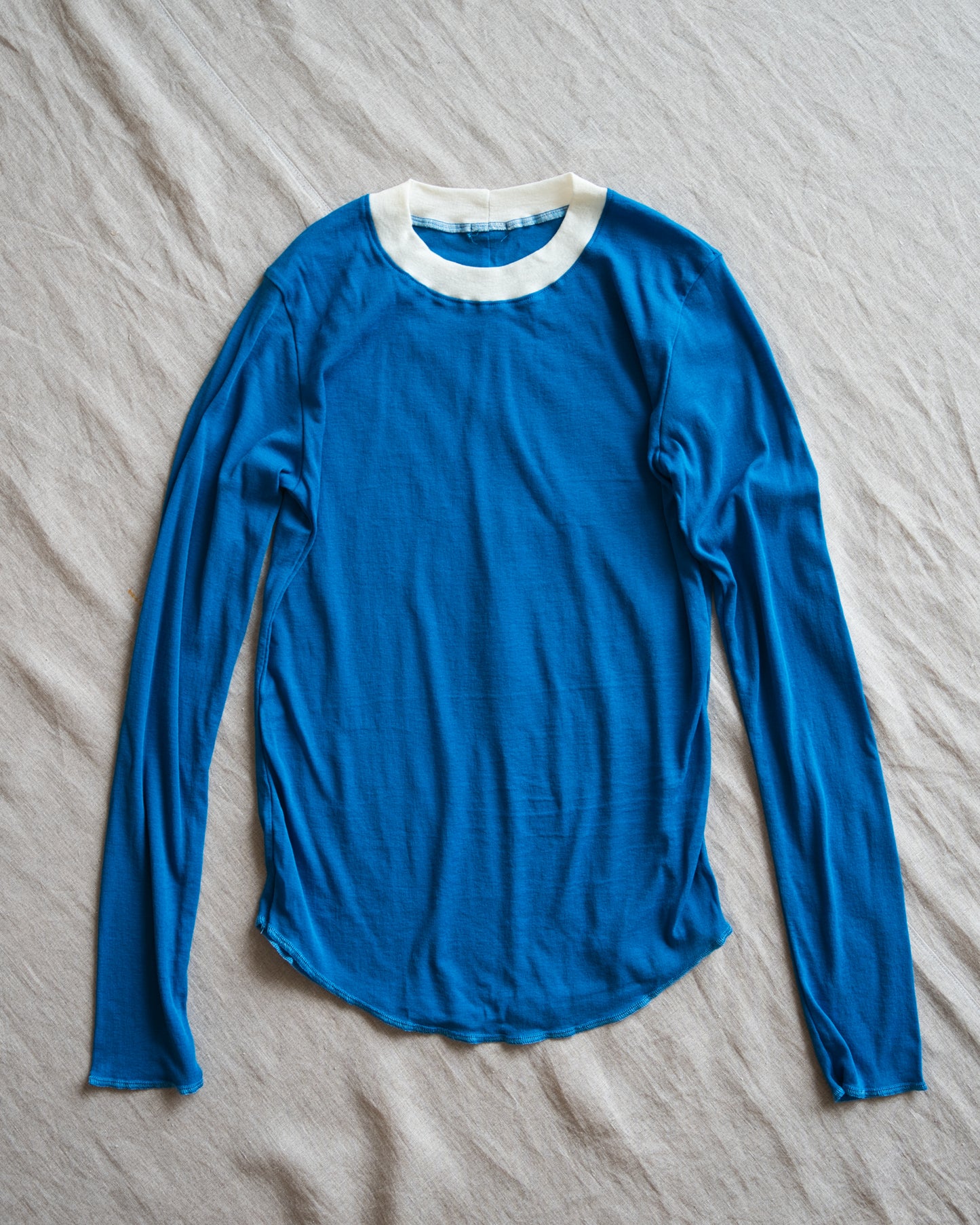 Sheer Rib RInger Long Sleeve/Blue(Ecru)