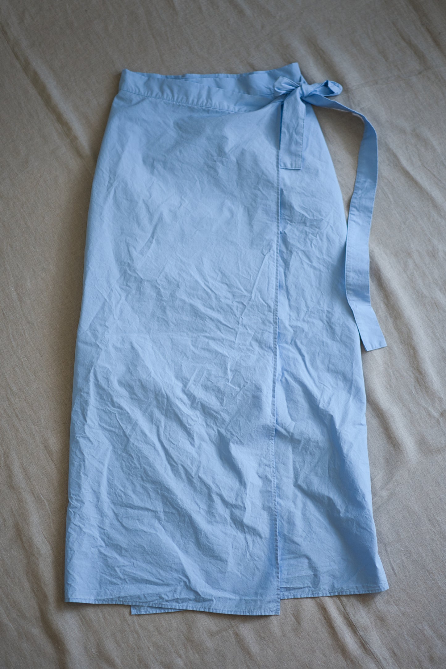 高密度コットンラップスカート/High-density cotton wrap skirt/Pale blue