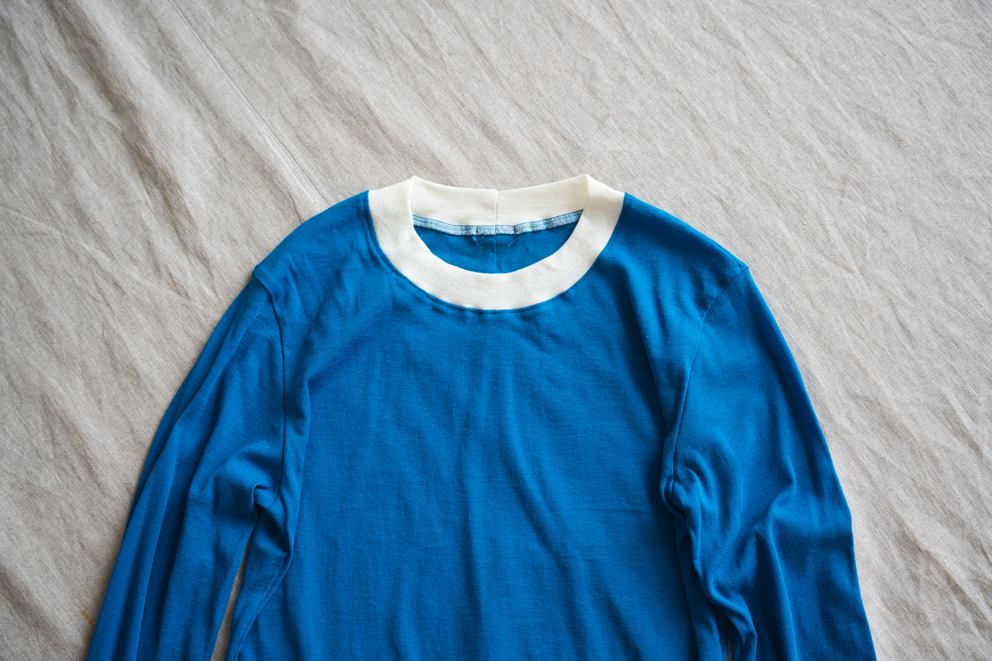 Sheer Rib RInger Long Sleeve/Blue(Ecru)