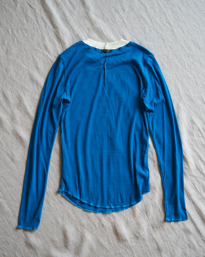 Sheer Rib RInger Long Sleeve/Blue(Ecru)
