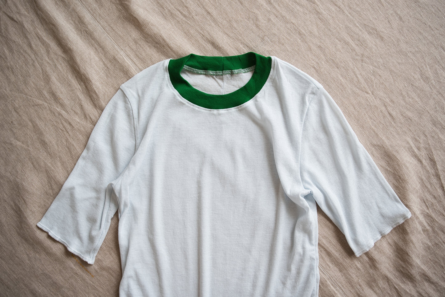 Sheer Rib RInger Half Sleeve/Light-blue(Green)