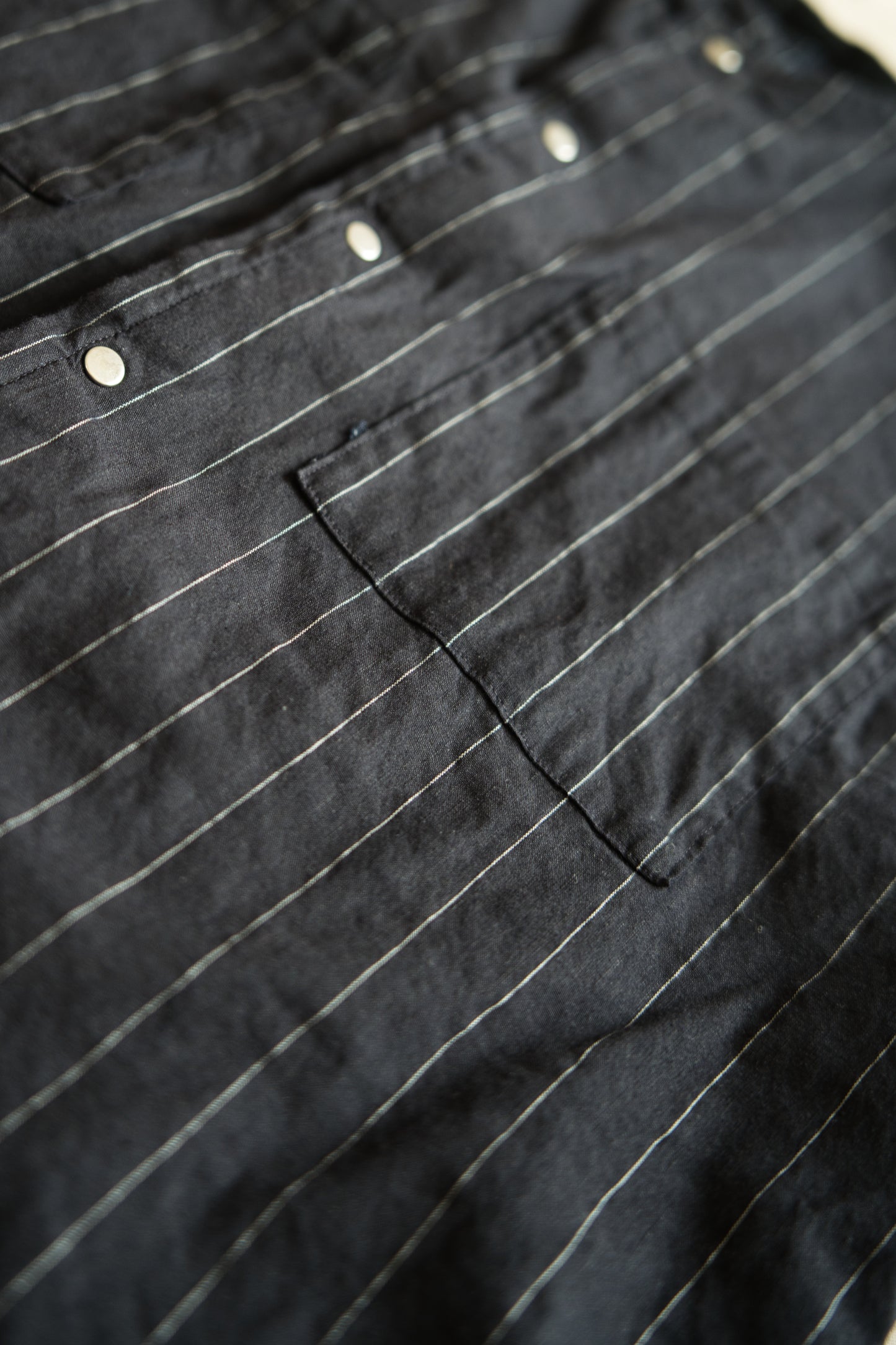 Linen Rayon Pinstripes Sleeveless/Midnight Navy(White Pins)