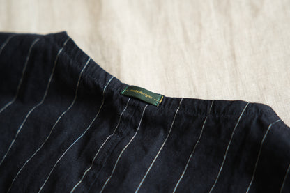 Linen Rayon Pinstripes Sleeveless/Midnight Navy(White Pins)