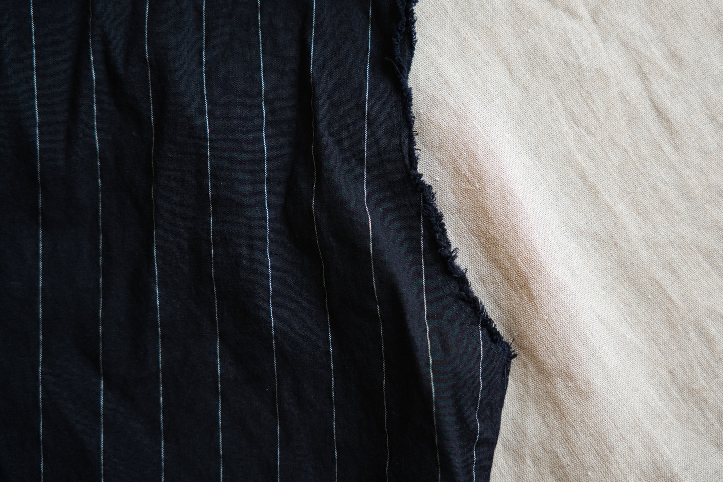 Linen Rayon Pinstripes Sleeveless/Midnight Navy(White Pins)