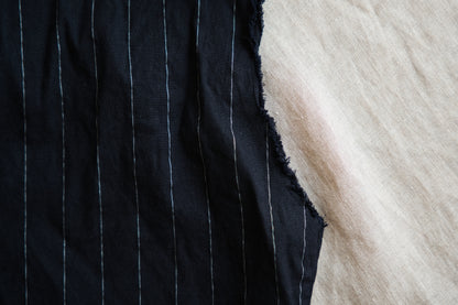Linen Rayon Pinstripes Sleeveless/Midnight Navy(White Pins)