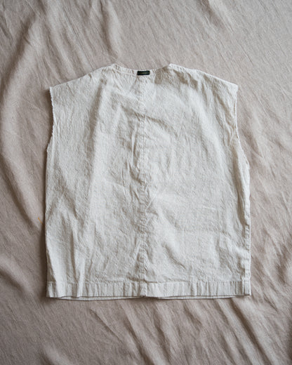Linen Rayon Pinstripes Sleeveless/Ecru(White Pins)