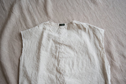 Linen Rayon Pinstripes Sleeveless/Ecru(White Pins)