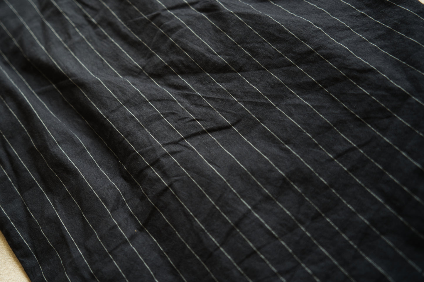 Linen Rayon Pinstripes Skirt/Midnight Navy(White Pins)