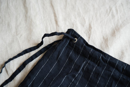 Linen Rayon Pinstripes Skirt/Midnight Navy(White Pins)