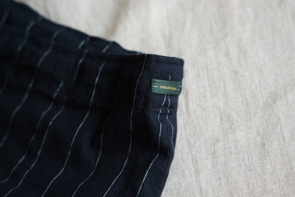 Linen Rayon Pinstripes Skirt/Midnight Navy(White Pins)